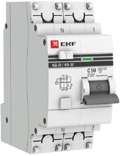Автомат дифференциального тока АВДТ EKF PROxima АД-32 2п 50А 30мА 4,5кА C тип AC картинка